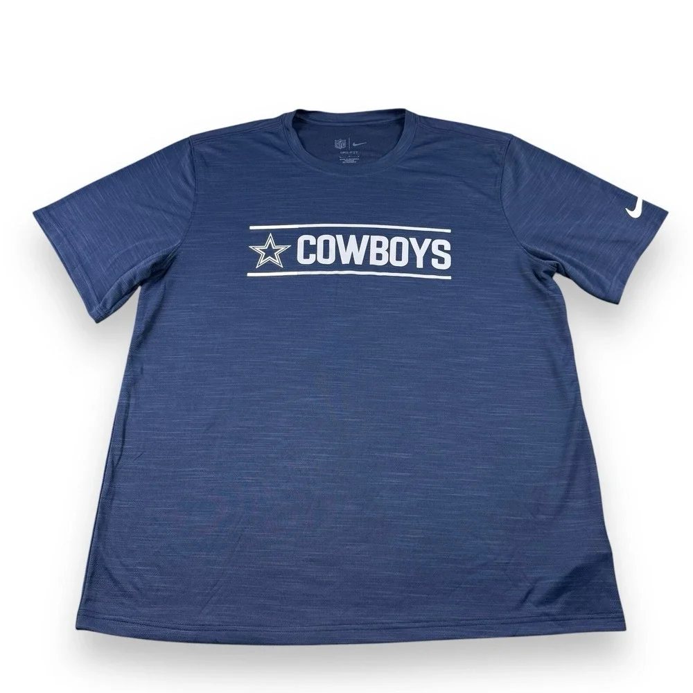 Nike Dri-Fit NFL Dallas Cowboys Blue/White Spellout Logo Mens Large EUC